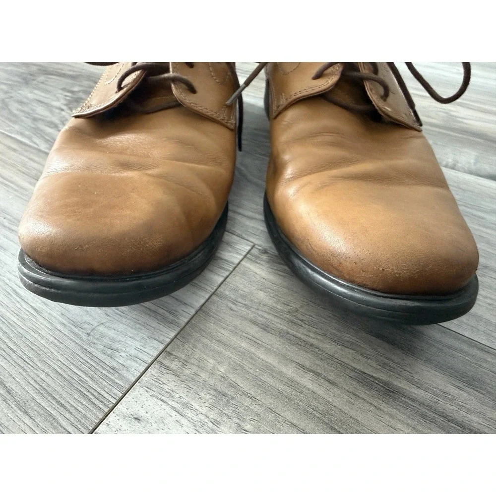 Clarks Men's Whiddon Plain‎ Oxford Shoes Dark Tan Leather Size 10M Dress Shoes
